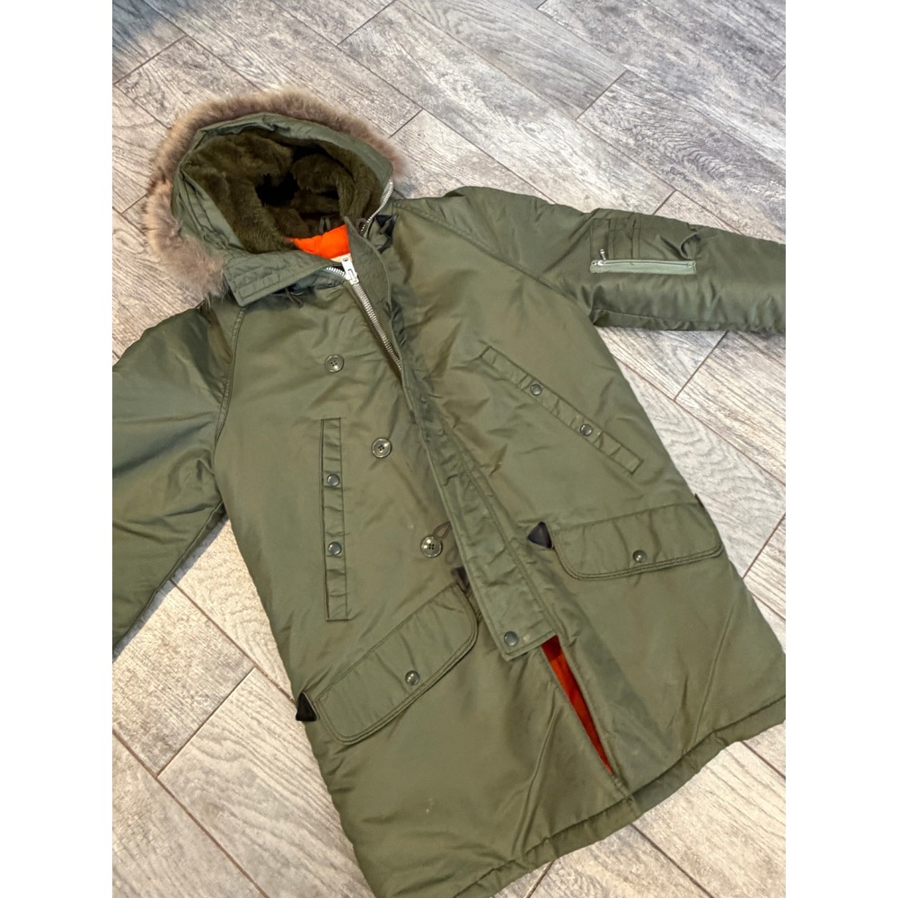 William Barry Arctic Parka Small Mens Green Flying Jacket 5600-M Coat N-3B Lined